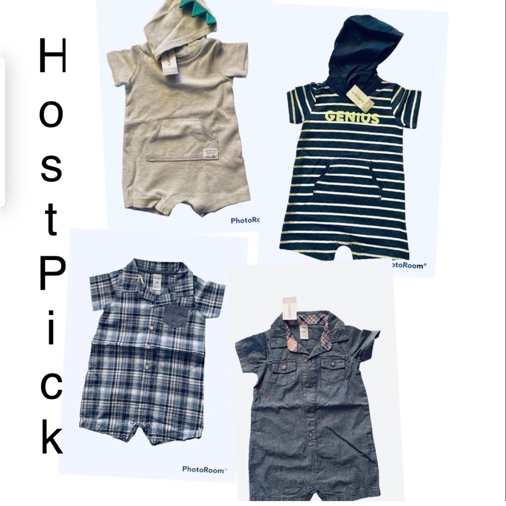 NWT Carter’s Baby Boy Rompers Lot Of 4